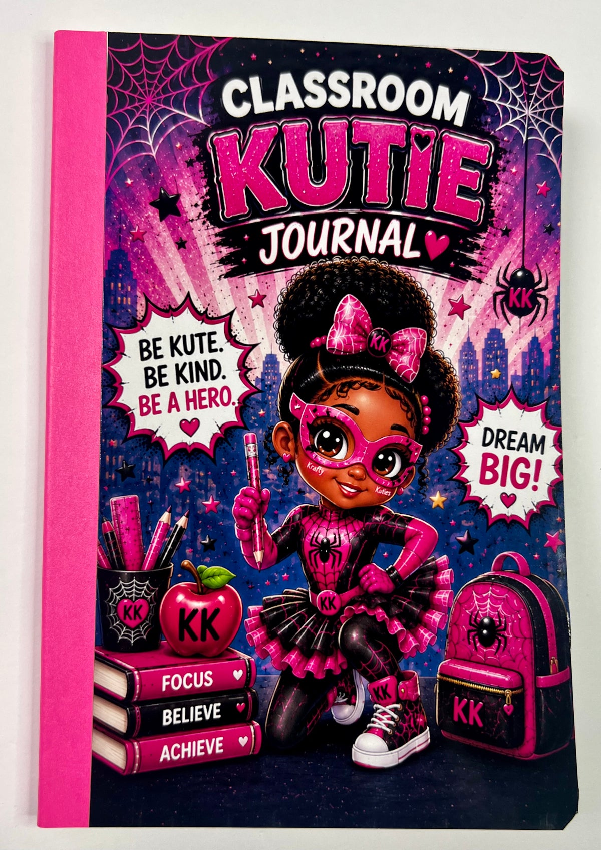 SPIDER HERO Classroom Kuties Journals | Colorful Motivational Composition Notebooks for Kids