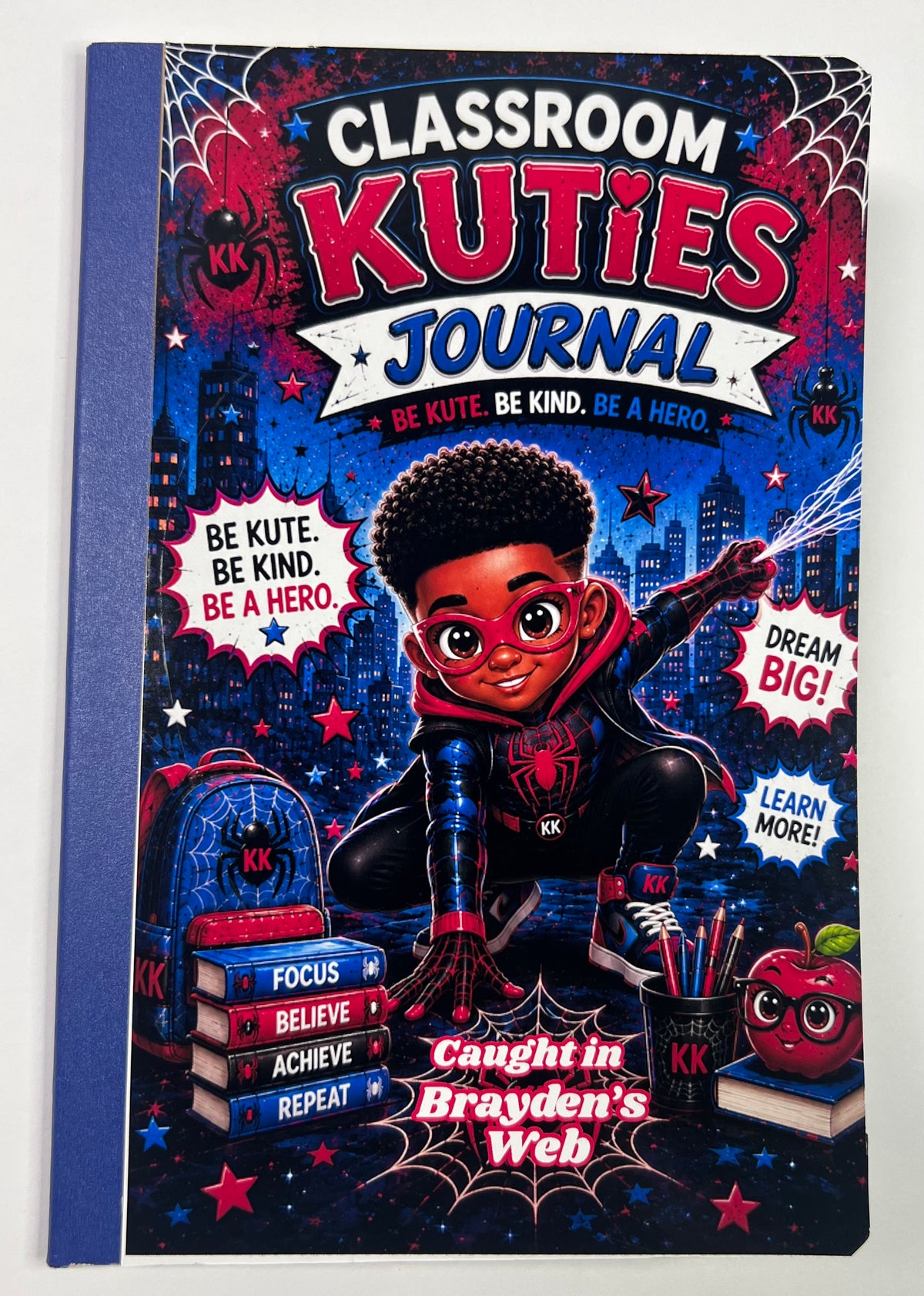SPIDER HERO Classroom Kuties Journals | Colorful Motivational Composition Notebooks for Kids