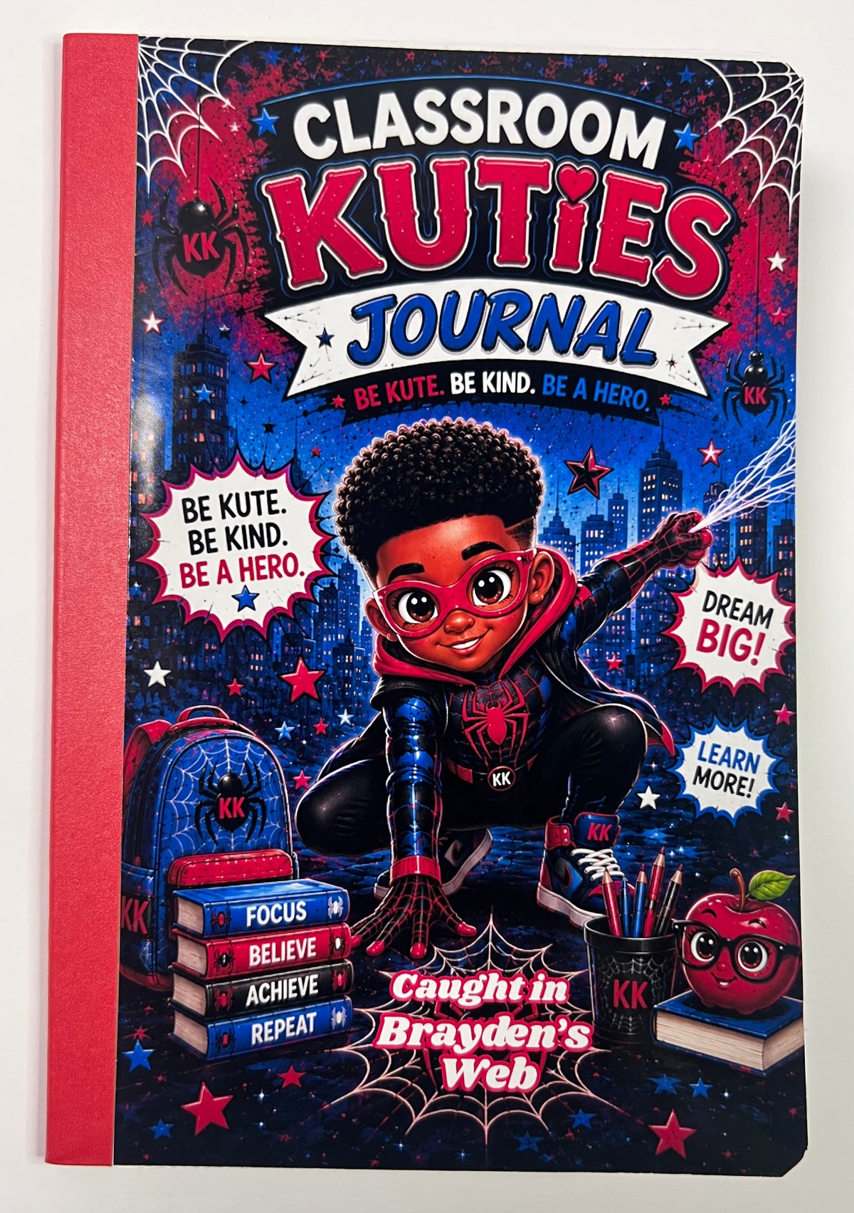 SPIDER HERO Classroom Kuties Journals | Colorful Motivational Composition Notebooks for Kids