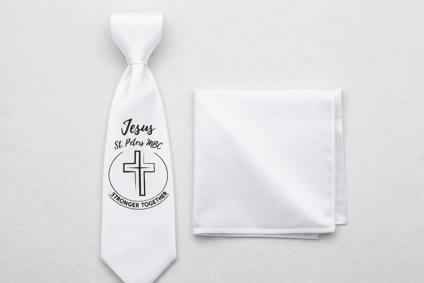 Custom Church Tie 2pc Set – Men’s Fellowship Necktie & Pocket Square