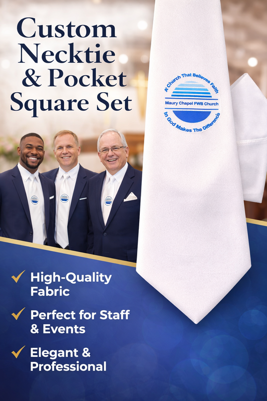 Custom Church Tie 2pc Set – Men’s Fellowship Necktie & Pocket Square