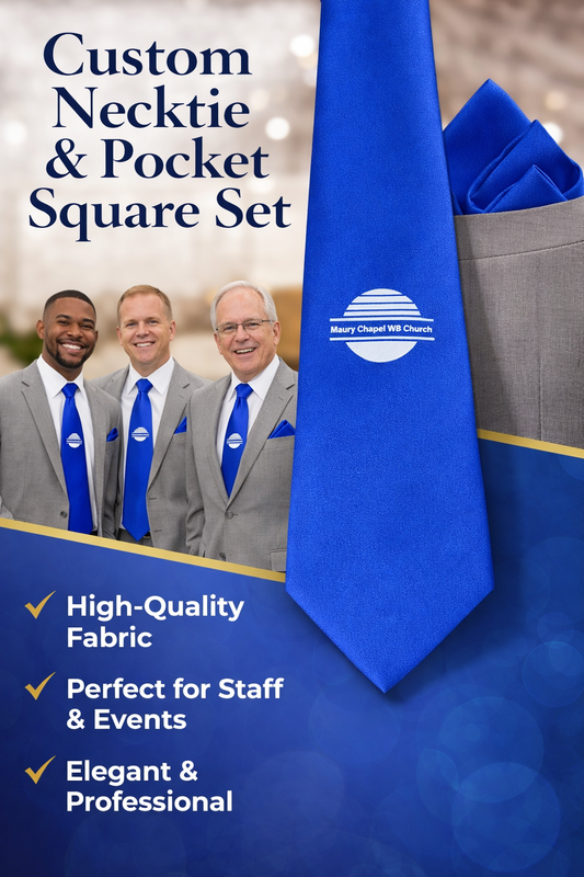 Custom Church Tie 2pc Set – Men’s Fellowship Necktie & Pocket Square